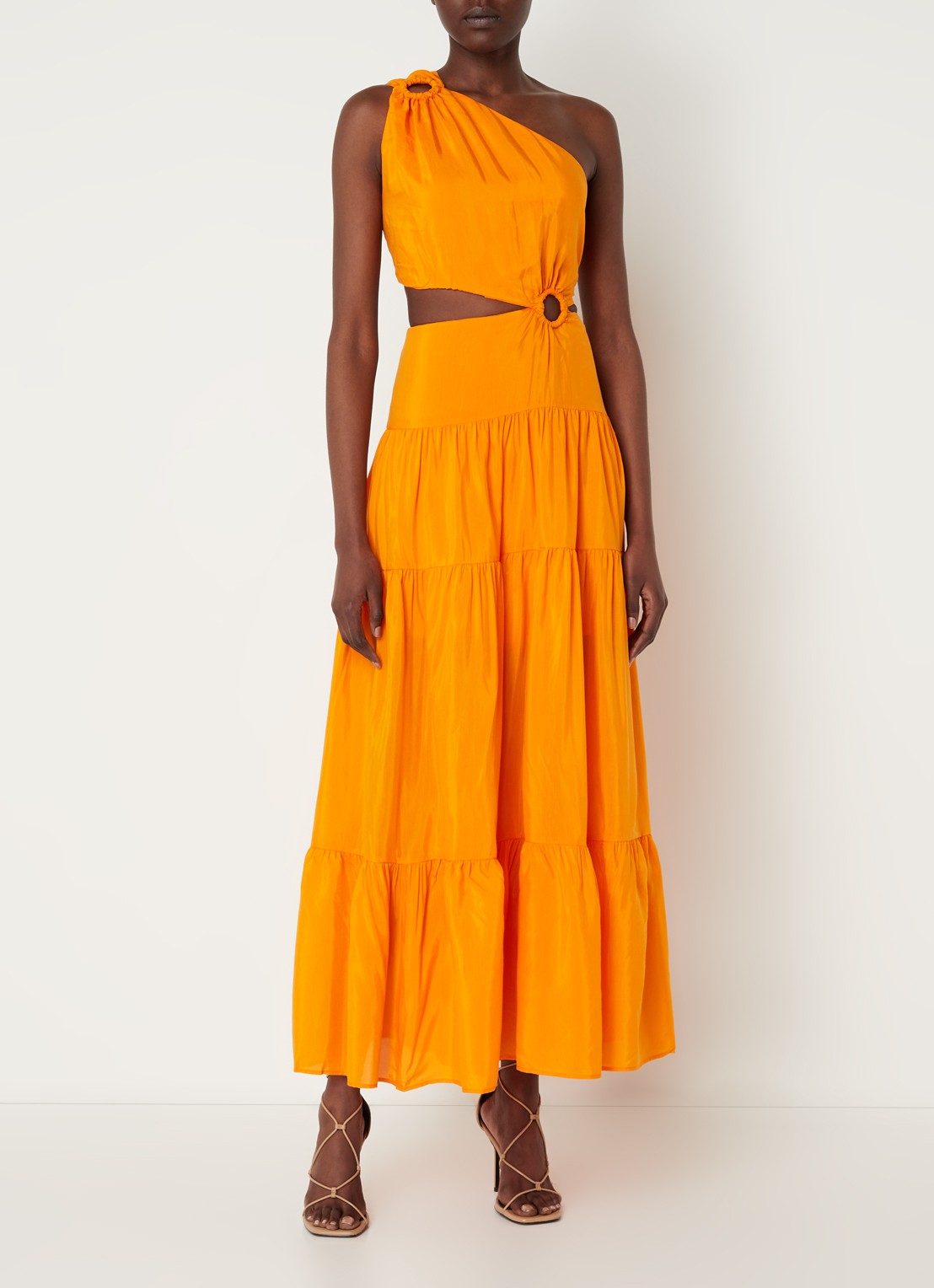 FARM Rio One shoulder maxi jurk met cut-out details - detail 2 orange