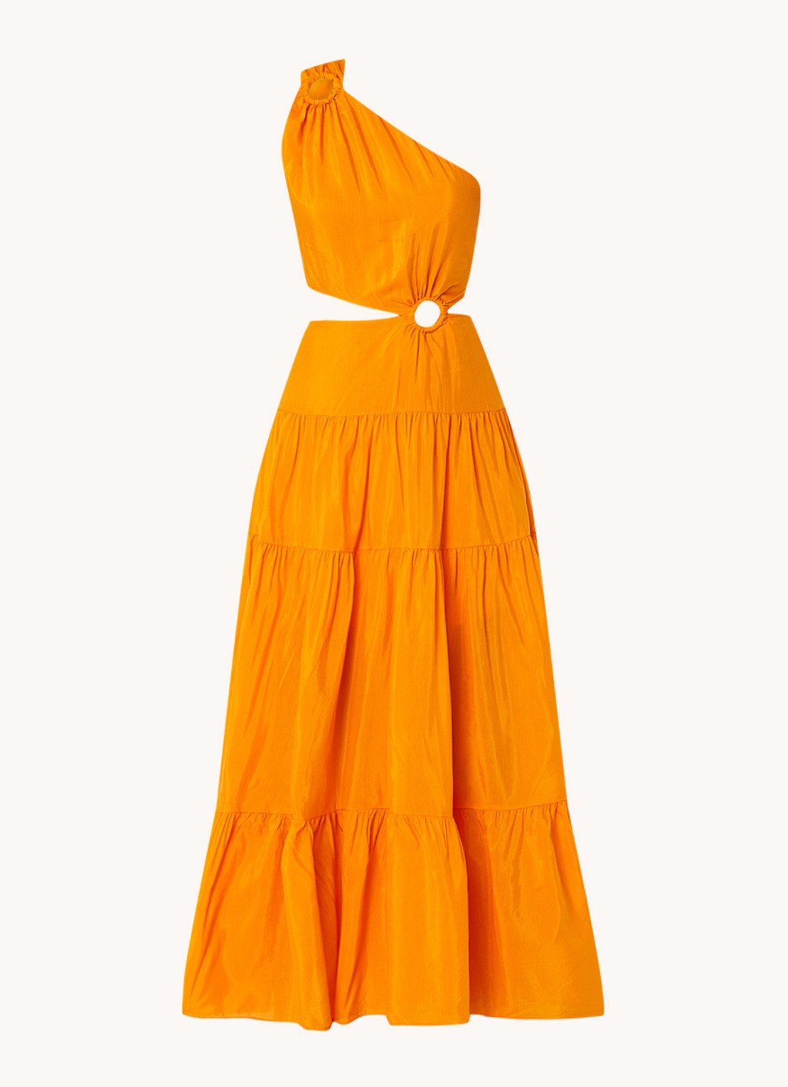FARM Rio One shoulder maxi jurk met cut-out details - voorkant 4 orange
