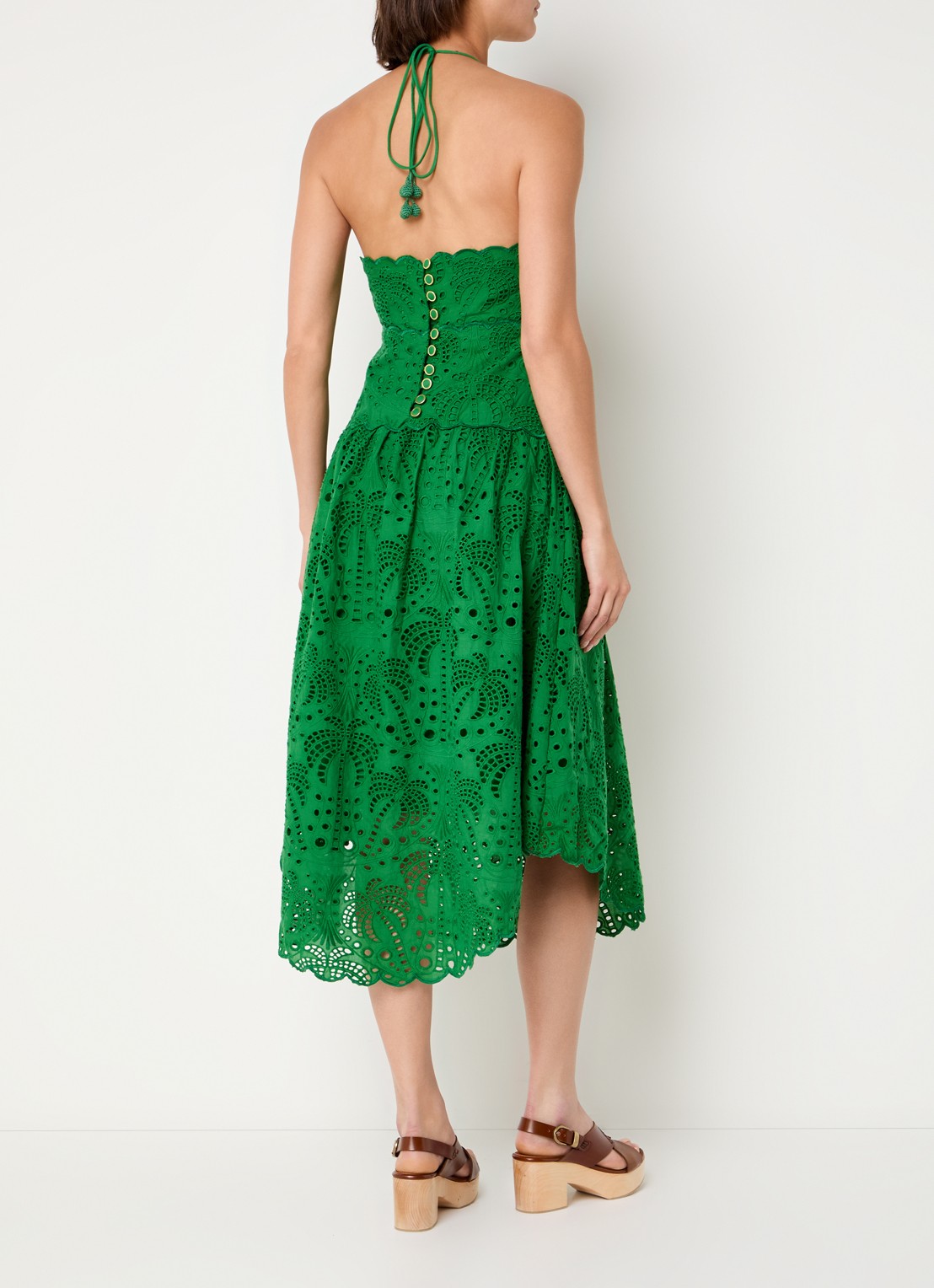 Farm Rio Palm Tree midi jurk met broderie - achterkant 4 groen