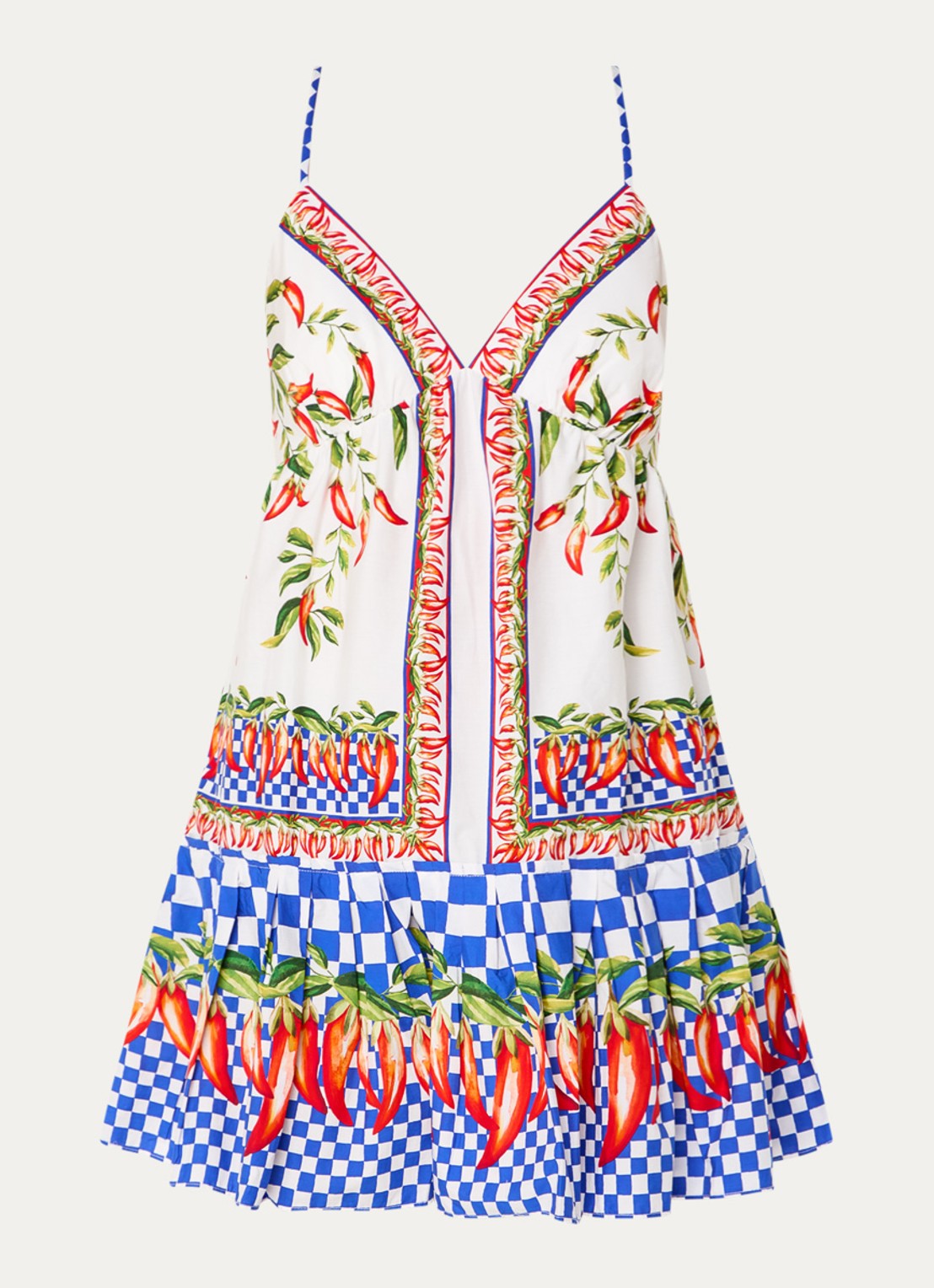 Farm Rio Picnic mini jurk met spaghetti bandjes en print - voorkant 2 kobaltblauw