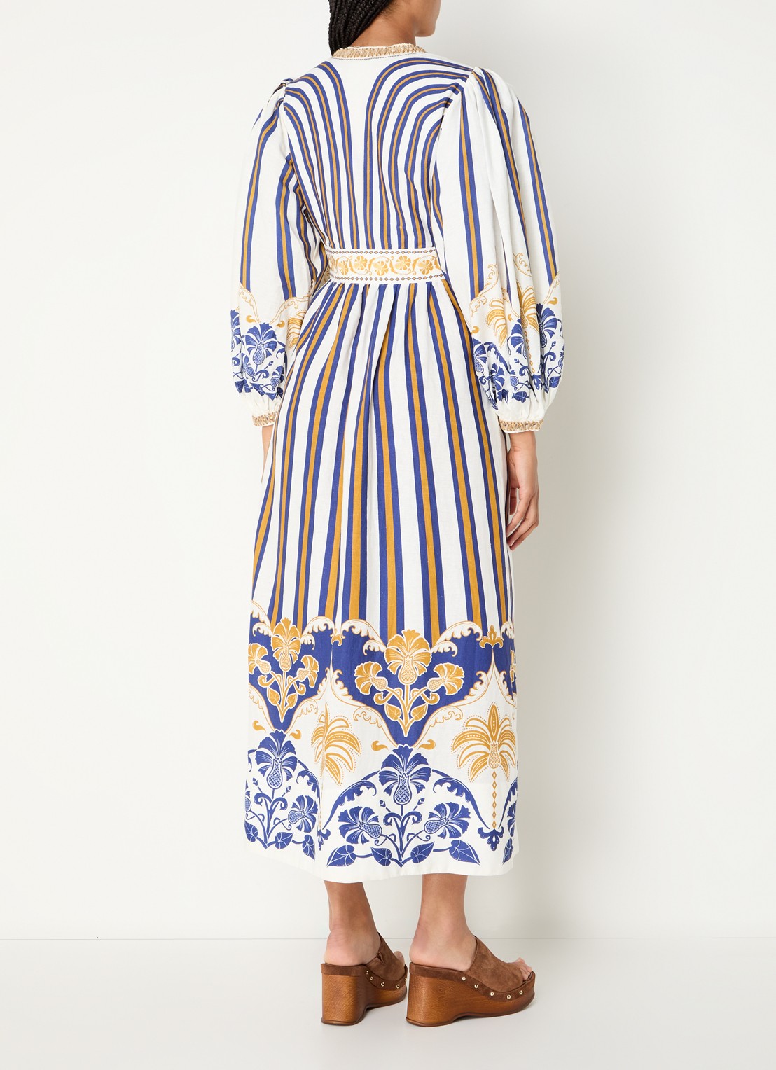 Farm Rio Pineapple Deco maxi tuniekjurk in linnenblend met kralendecoratie - achterkant 5 gebroken wit