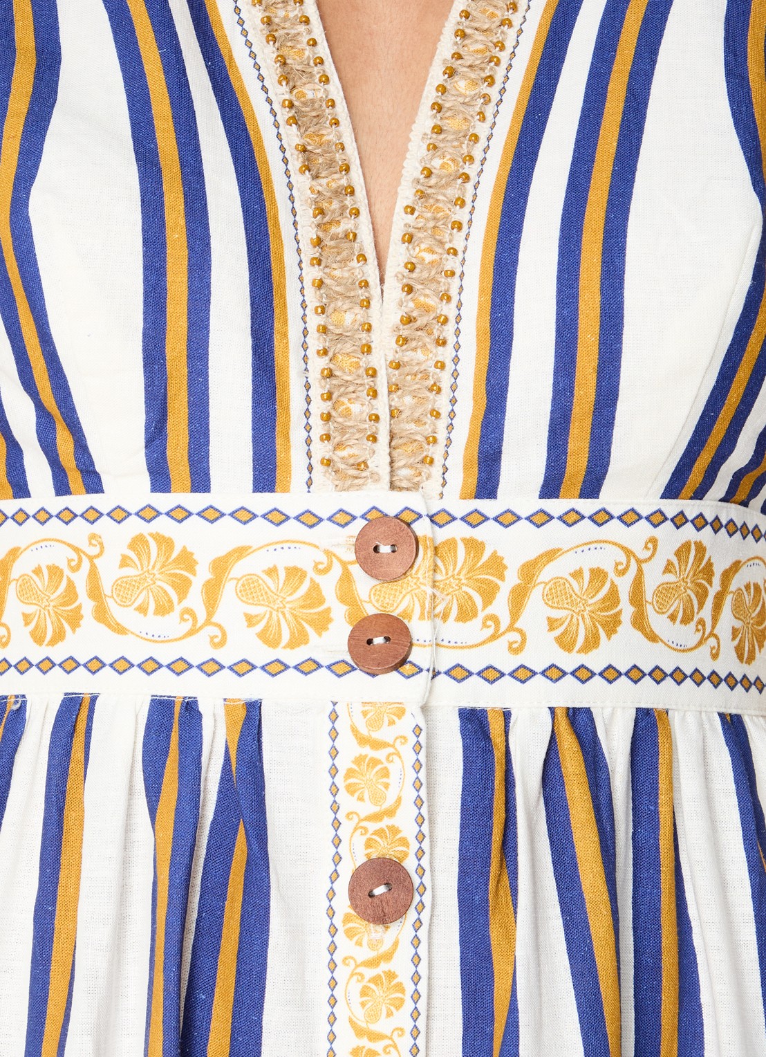 Farm Rio Pineapple Deco maxi tuniekjurk in linnenblend met kralendecoratie - detail 4 gebroken wit