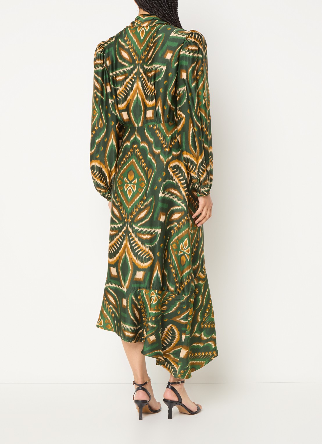 Farm Rio Pineapple midi wikkeljurk met print en asymmetrische zoom - achterkant 5 groen