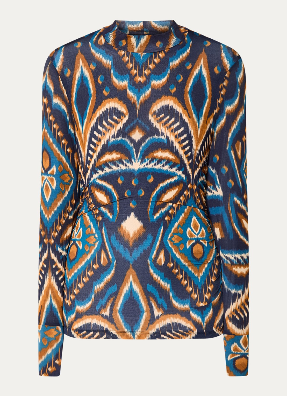 Farm Rio Pineapple top met print en opstaande kraag - voorkant 3 donkerblauw