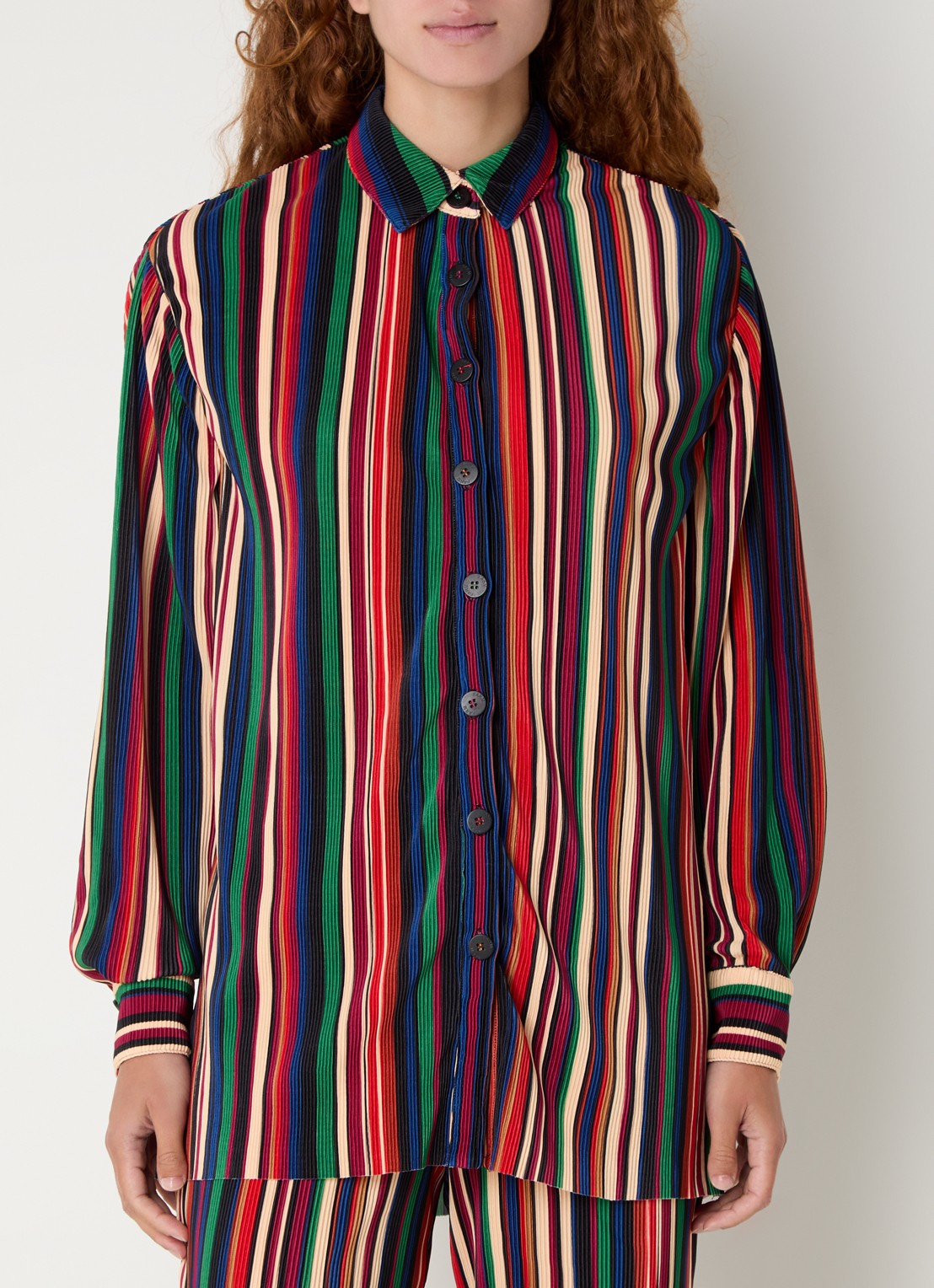 Farm Rio Pipa blouse met streepprint en structuur - detail rood