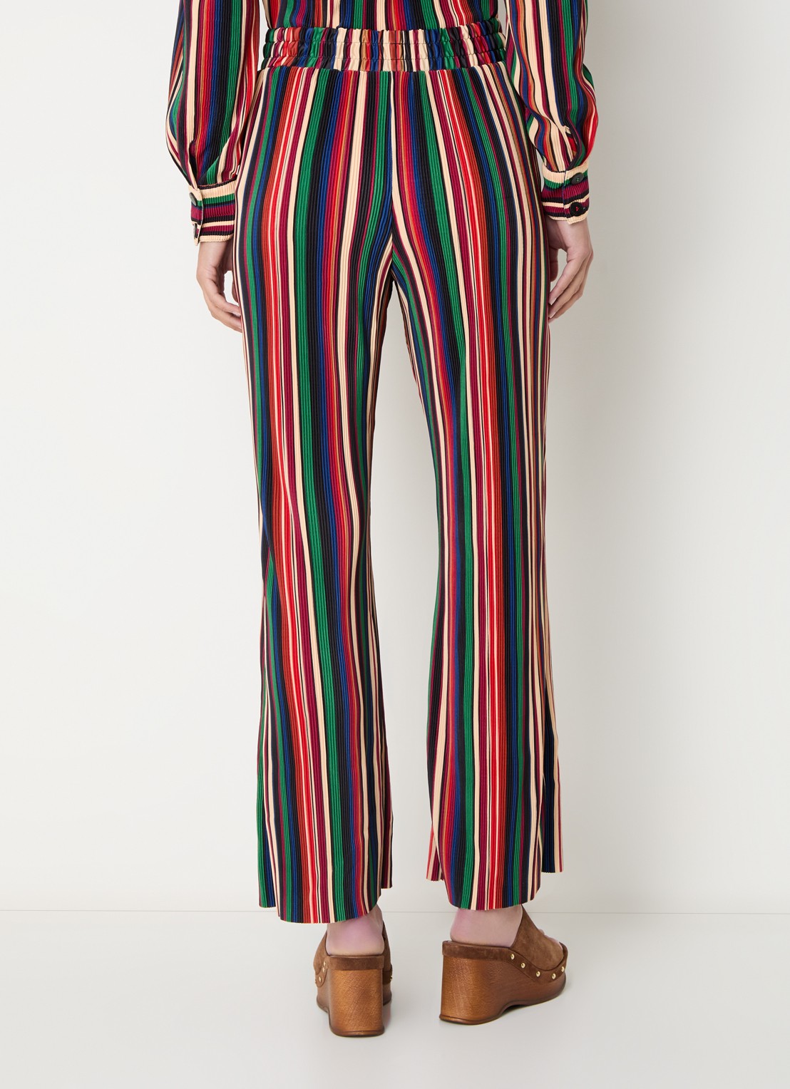 Farm Rio Pipa high waist wide fit broek met streepprint en structuur - achterkant 4 rood