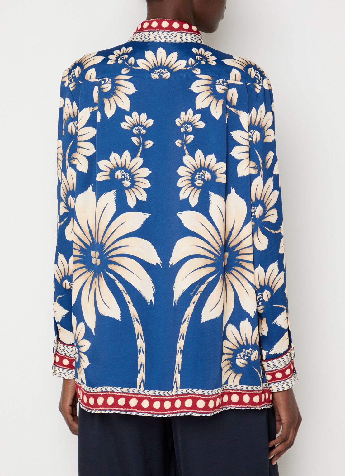 Farm Rio Pyjamatop met bloemenprint - achterkant royalblauw