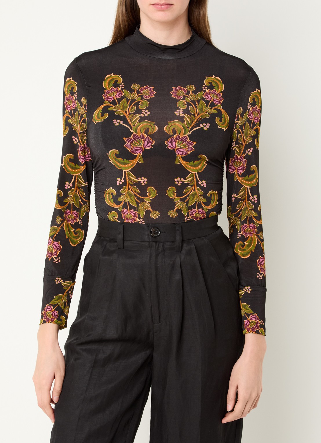 Farm Rio Ravenala top met bloemenprint  - detail 2 zwart