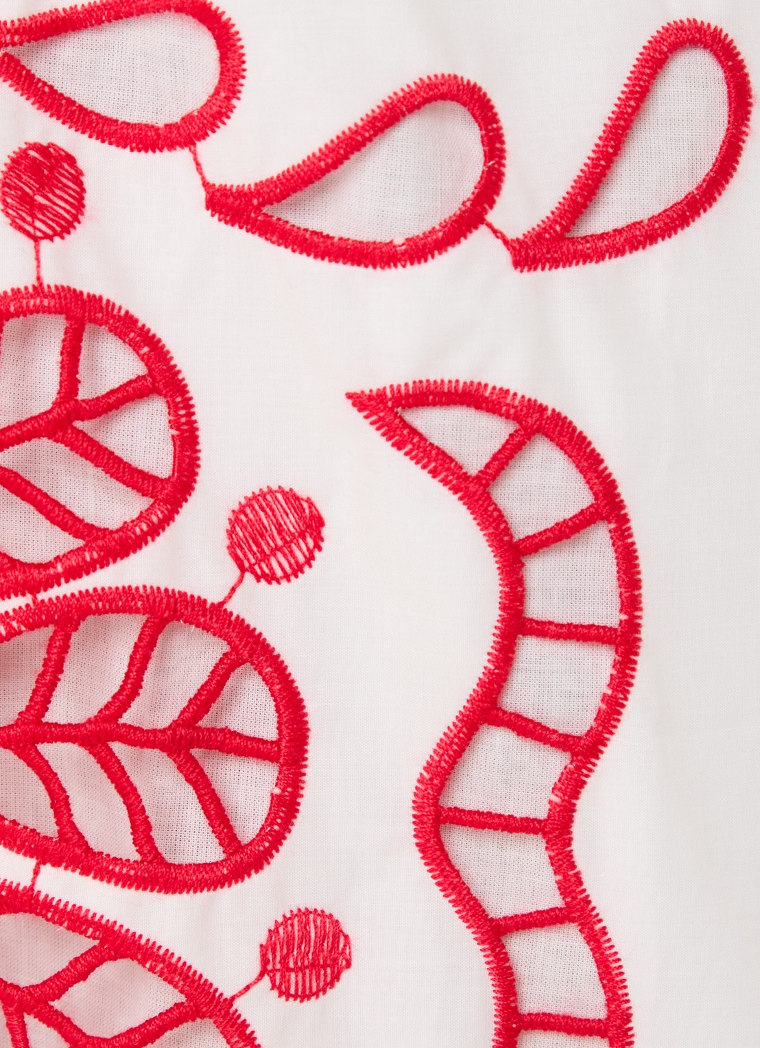 Farm Rio Richelieu midi jurk met broderie en V-hals - detail 4 rood