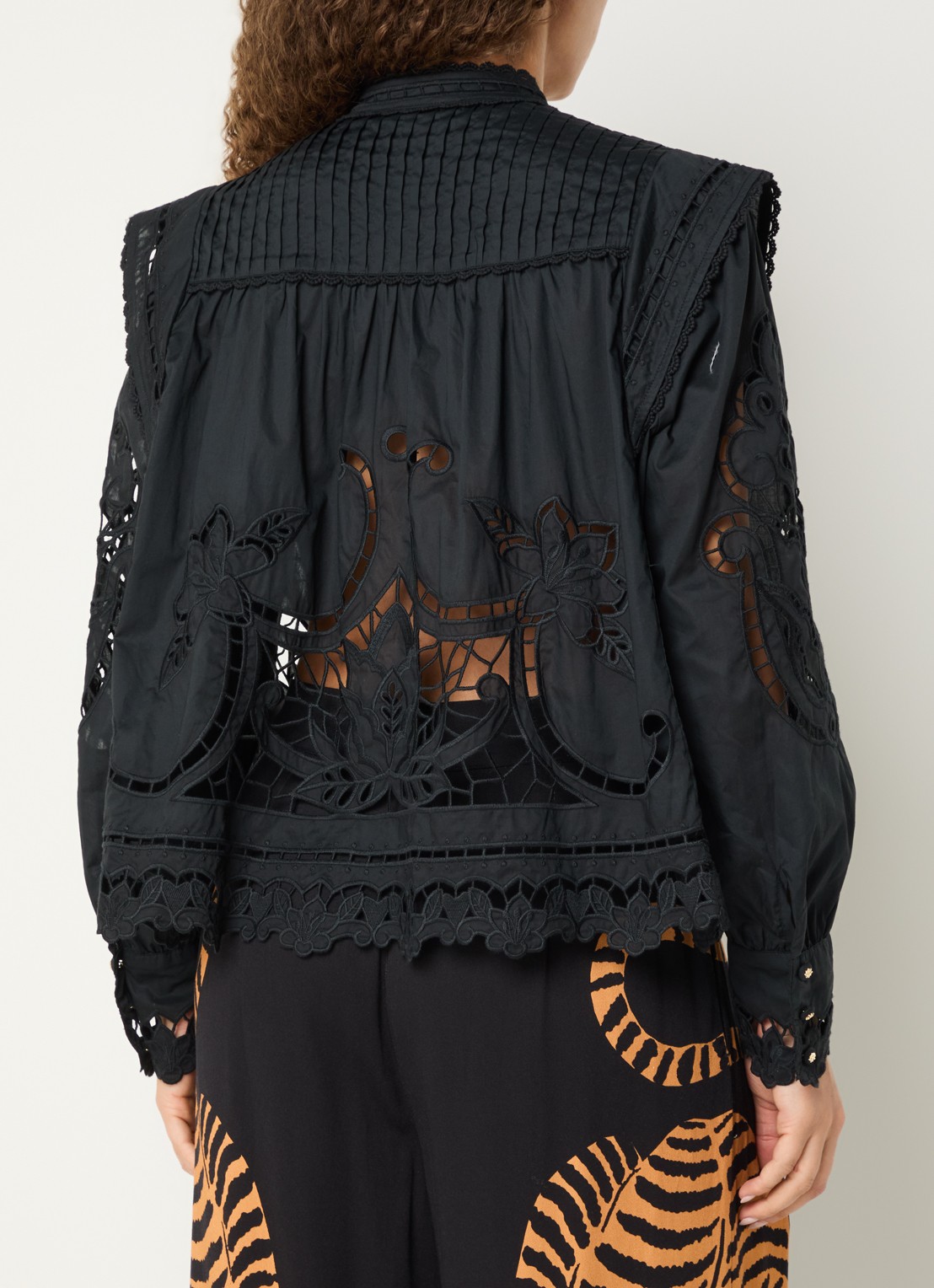 Farm Rio Richilieu blouse met broderie - achterkant 3 zwart