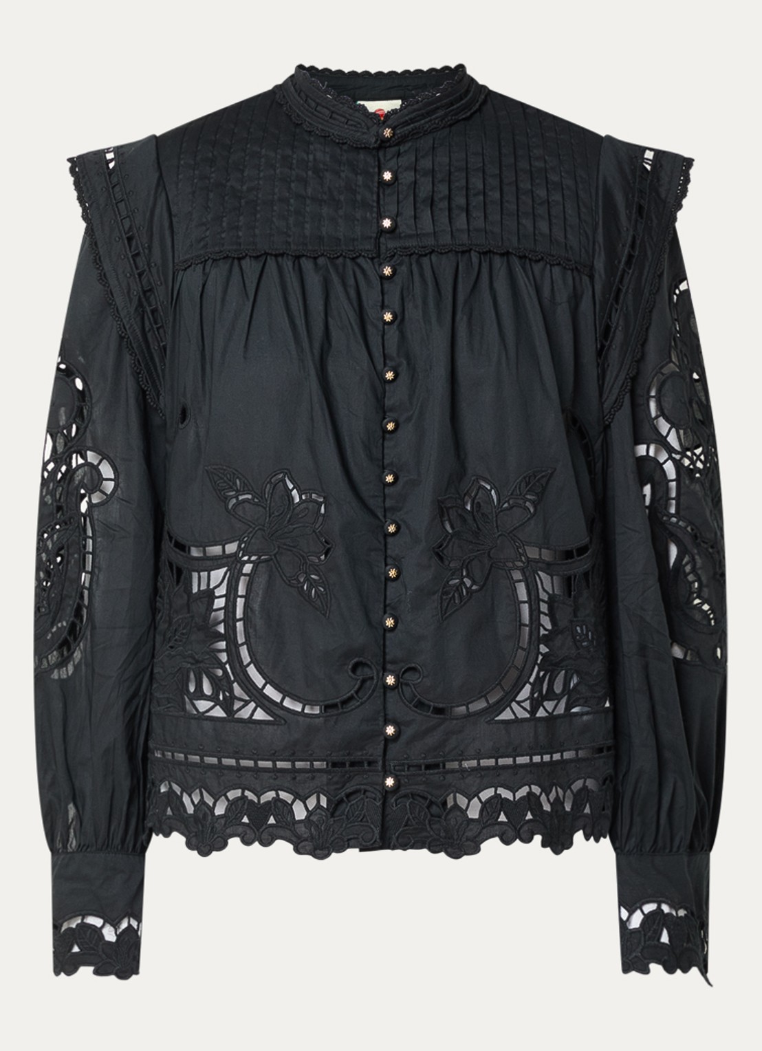 Farm Rio Richilieu blouse met broderie - voorkant zwart