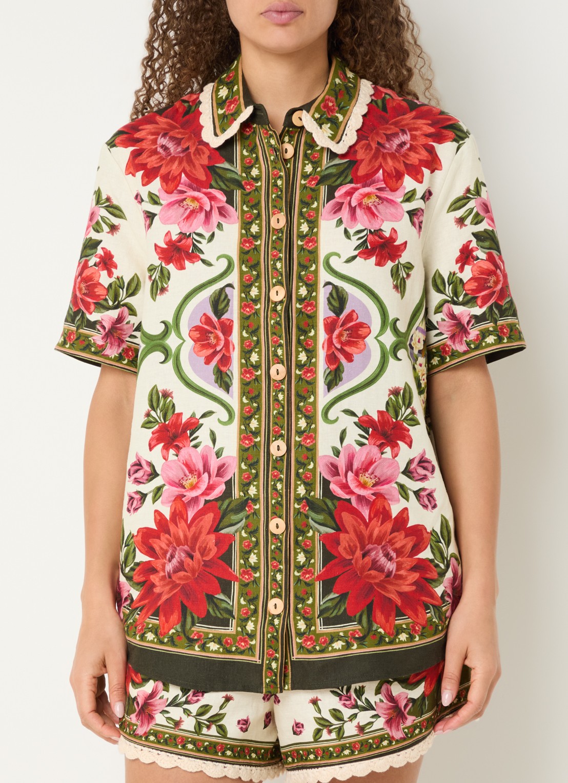 Farm Rio Rio Sand blouse met print - detail 2 donkerrood