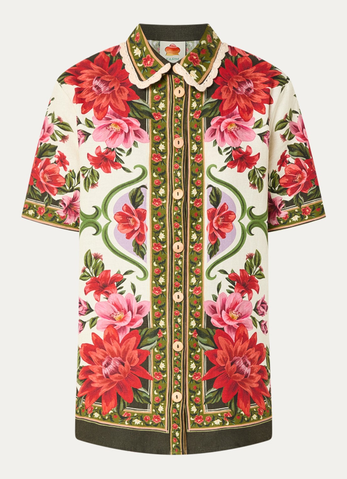 Farm Rio Rio Sand blouse met print - voorkant 3 donkerrood