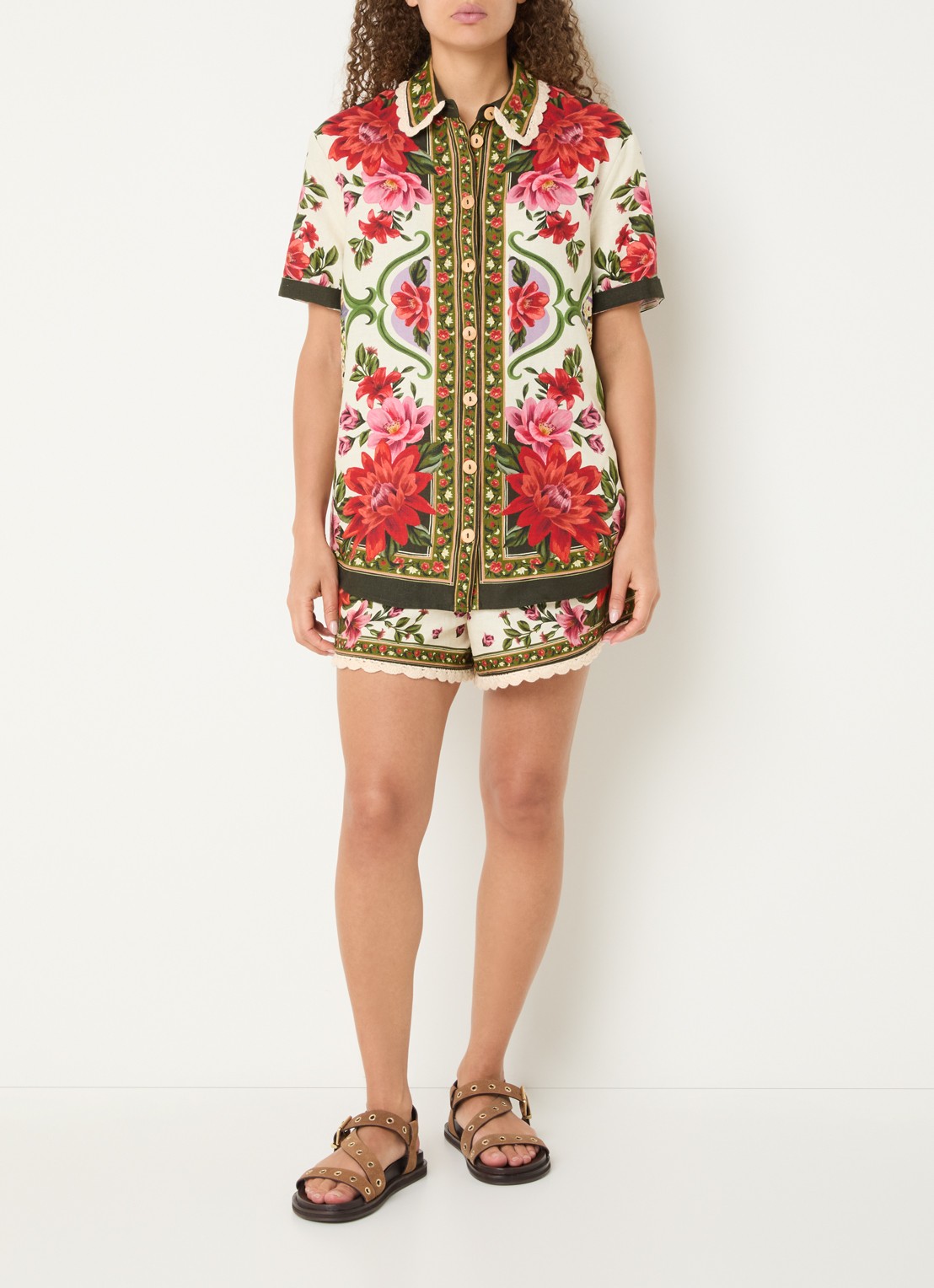 Farm Rio Rio Sand blouse met print - voorkant 4 donkerrood