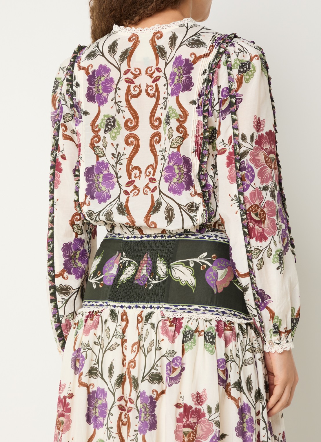 Farm Rio Rococo blouse met bloemenprint - achterkant 2 gebroken wit
