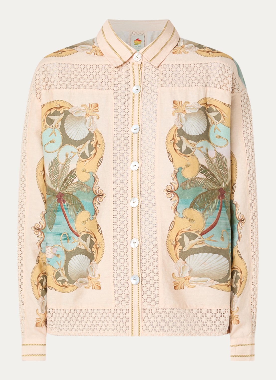Farm Rio Royal Sea blouse met print - voorkant 2 beige