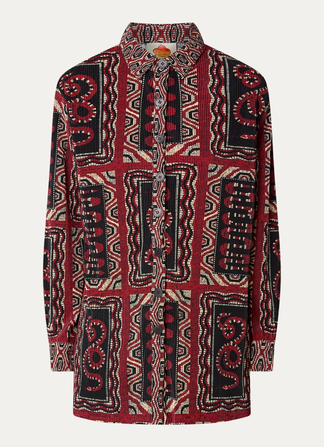 Farm Rio Snake Scarves ribgebreide blouse met print - voorkant 2 donkerrood