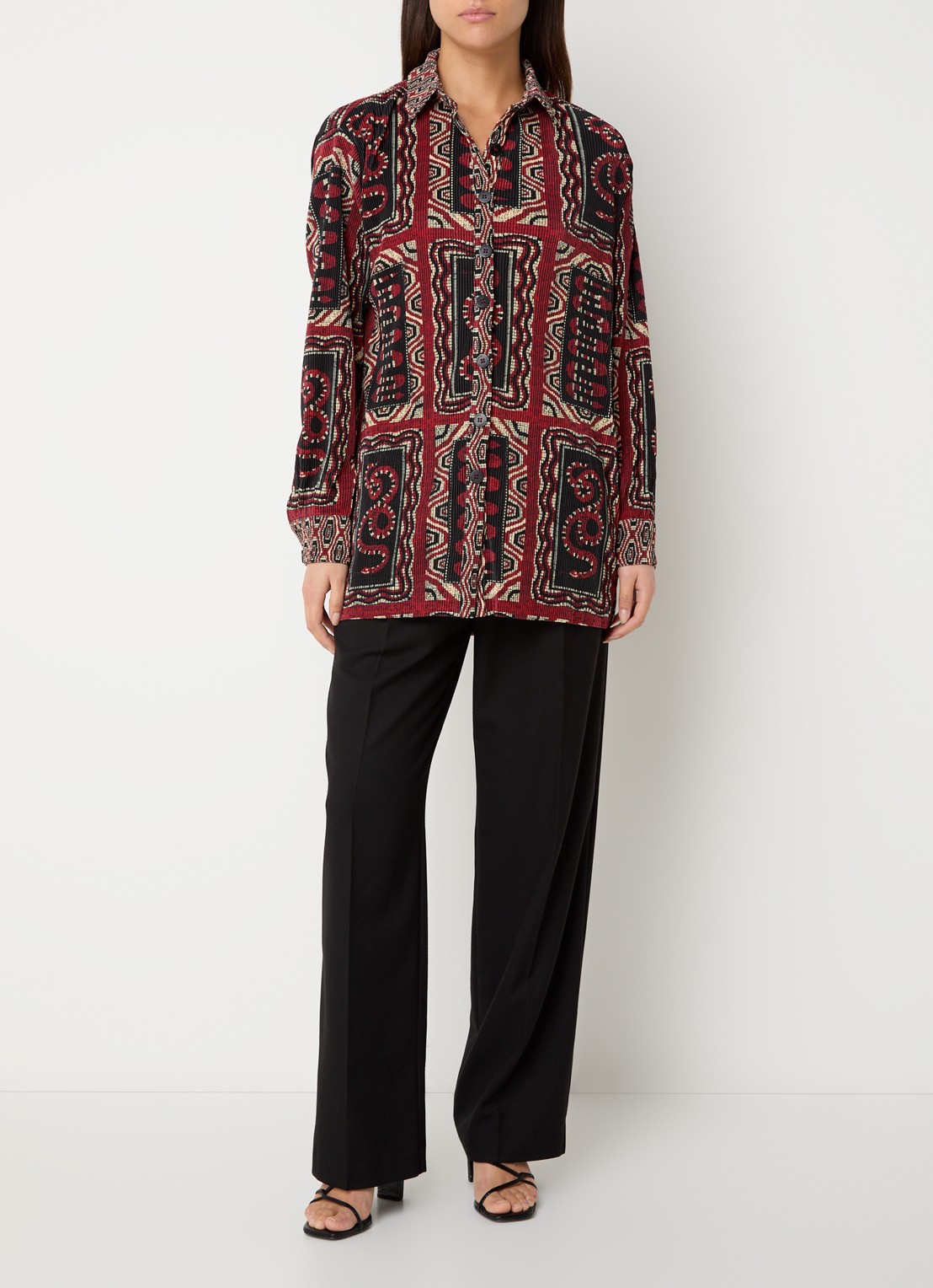 Farm Rio Snake Scarves ribgebreide blouse met print - voorkant 3 donkerrood
