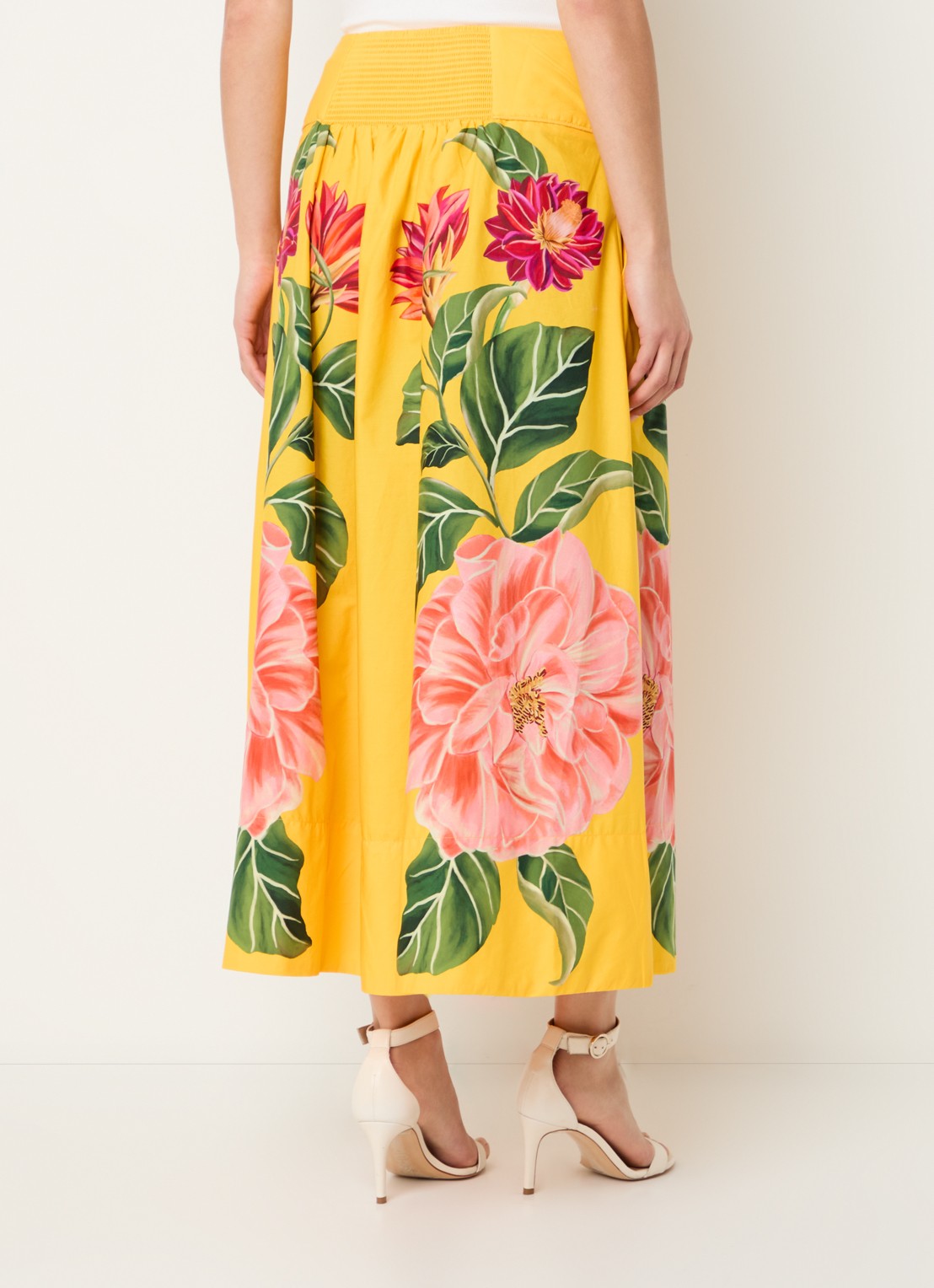 Farm Rio Spring Awakening maxi rok met bloemenprint - achterkant 2 geel