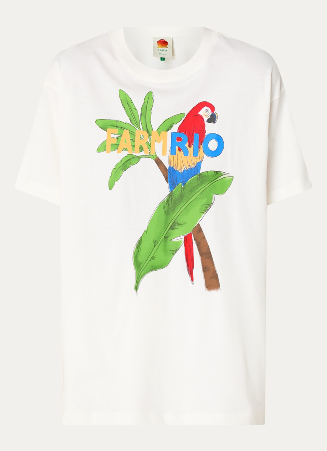 Farm Rio T-shirt met logoprint - voorkant 3 gebroken wit