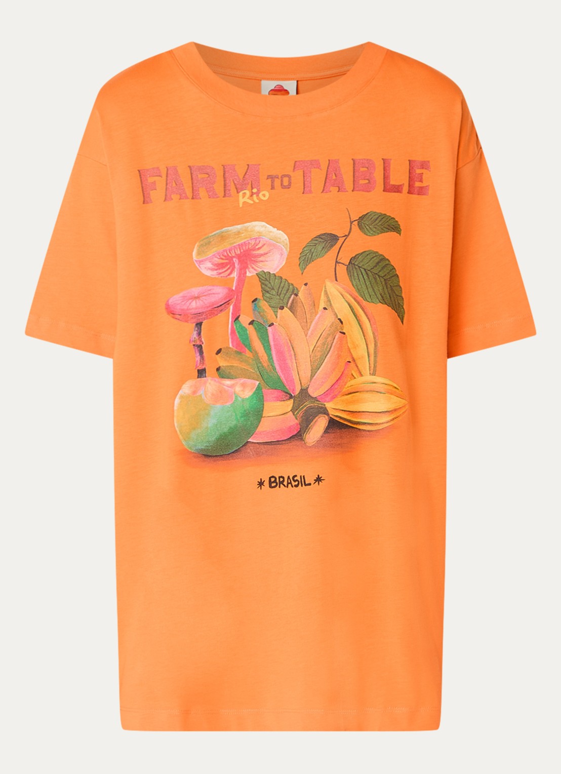 Farm Rio T-shirt met logoprint - voorkant 2 orange