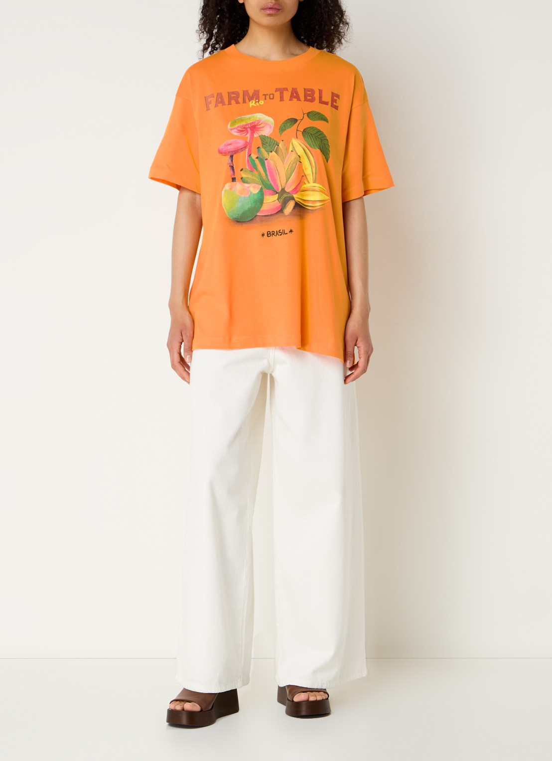 Farm Rio T-shirt met logoprint - voorkant 3 orange