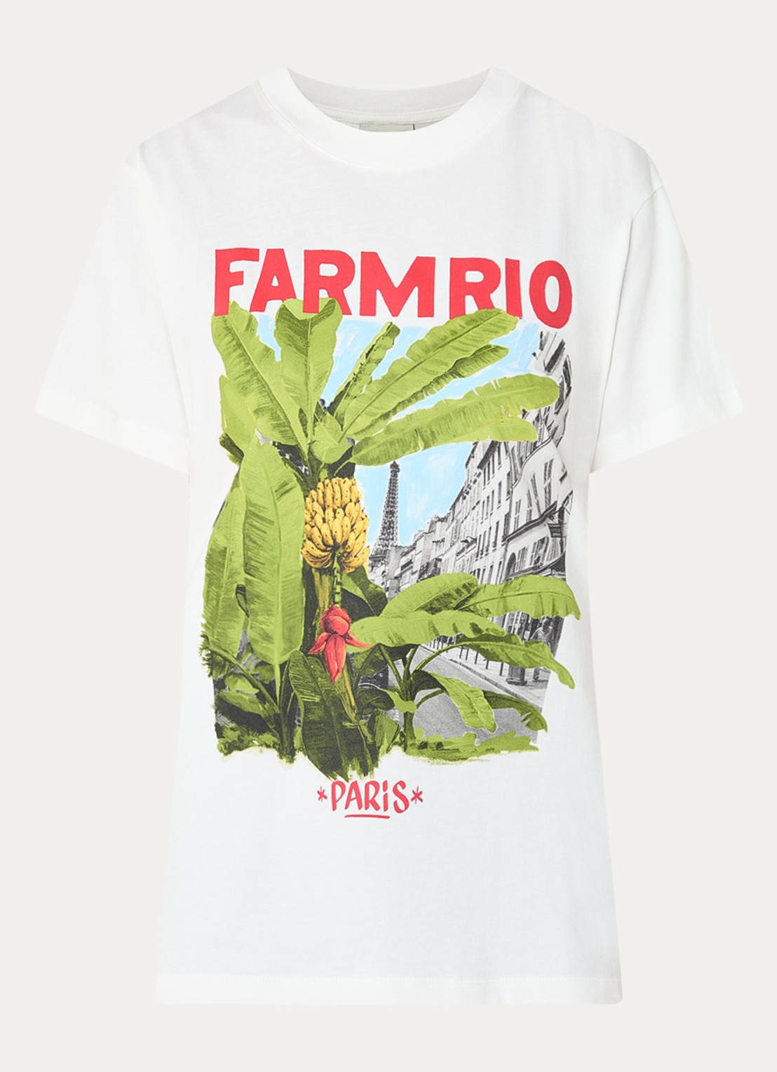 Farm Rio T-shirt met logoprint - voorkant gebroken wit