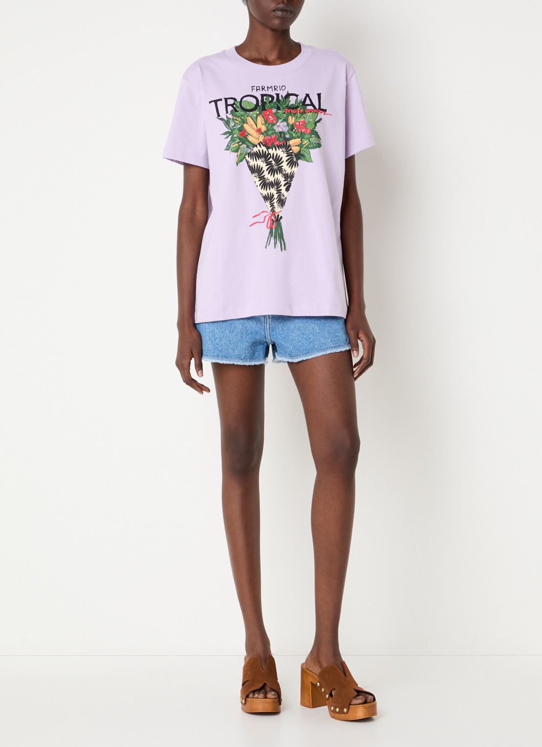 Farm Rio T-shirt met logoprint - voorkant 2 lila