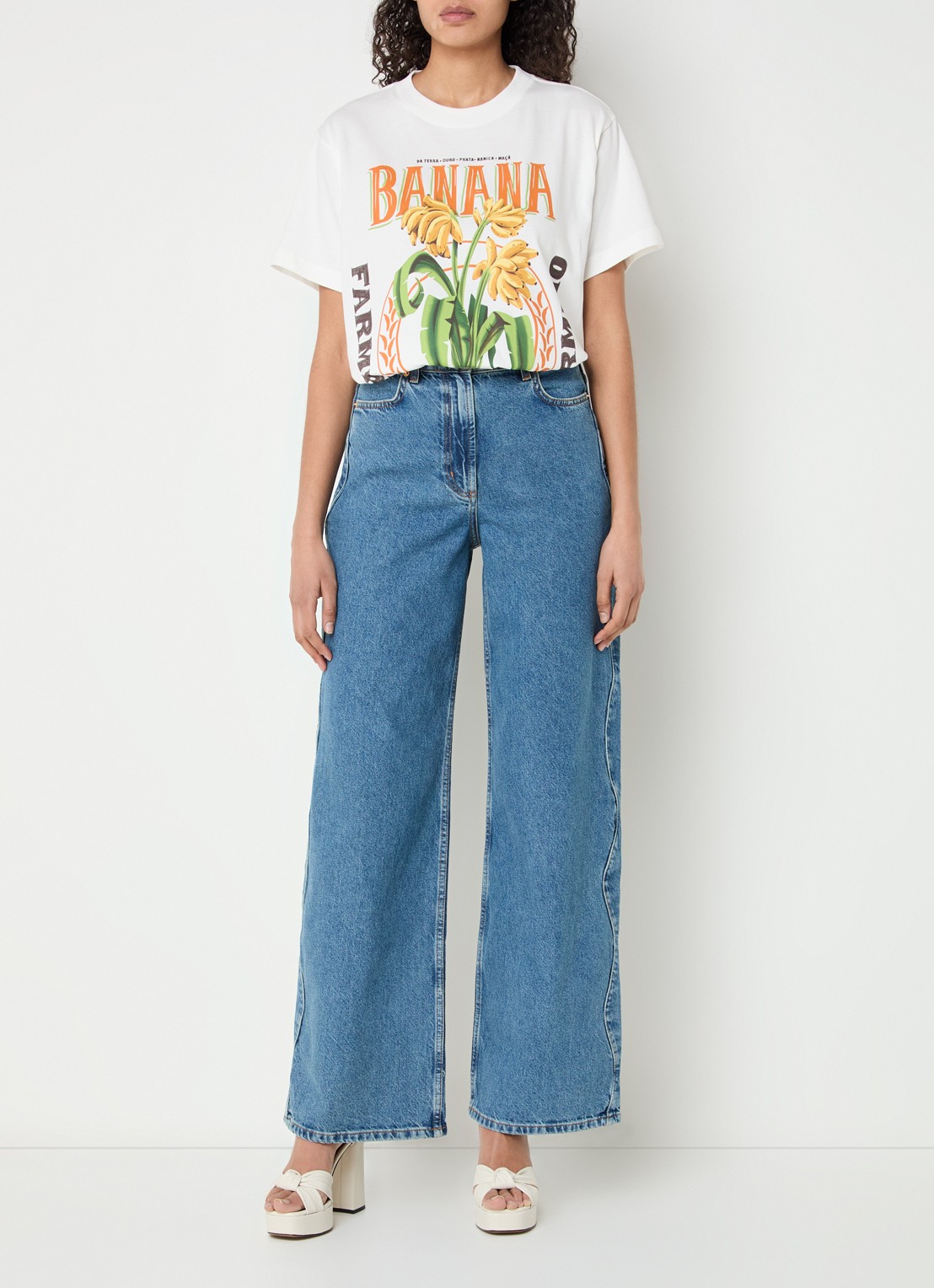 Farm Rio T-shirt met print - voorkant 4 gebroken wit
