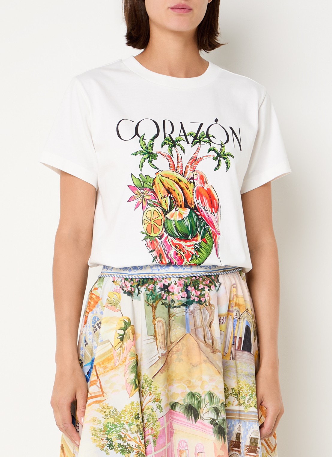 Farm Rio T-shirt met print - detail 2 wit