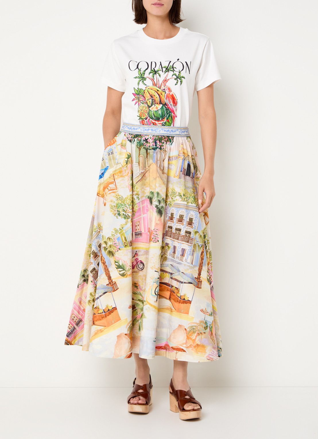 Farm Rio T-shirt met print - voorkant 4 wit
