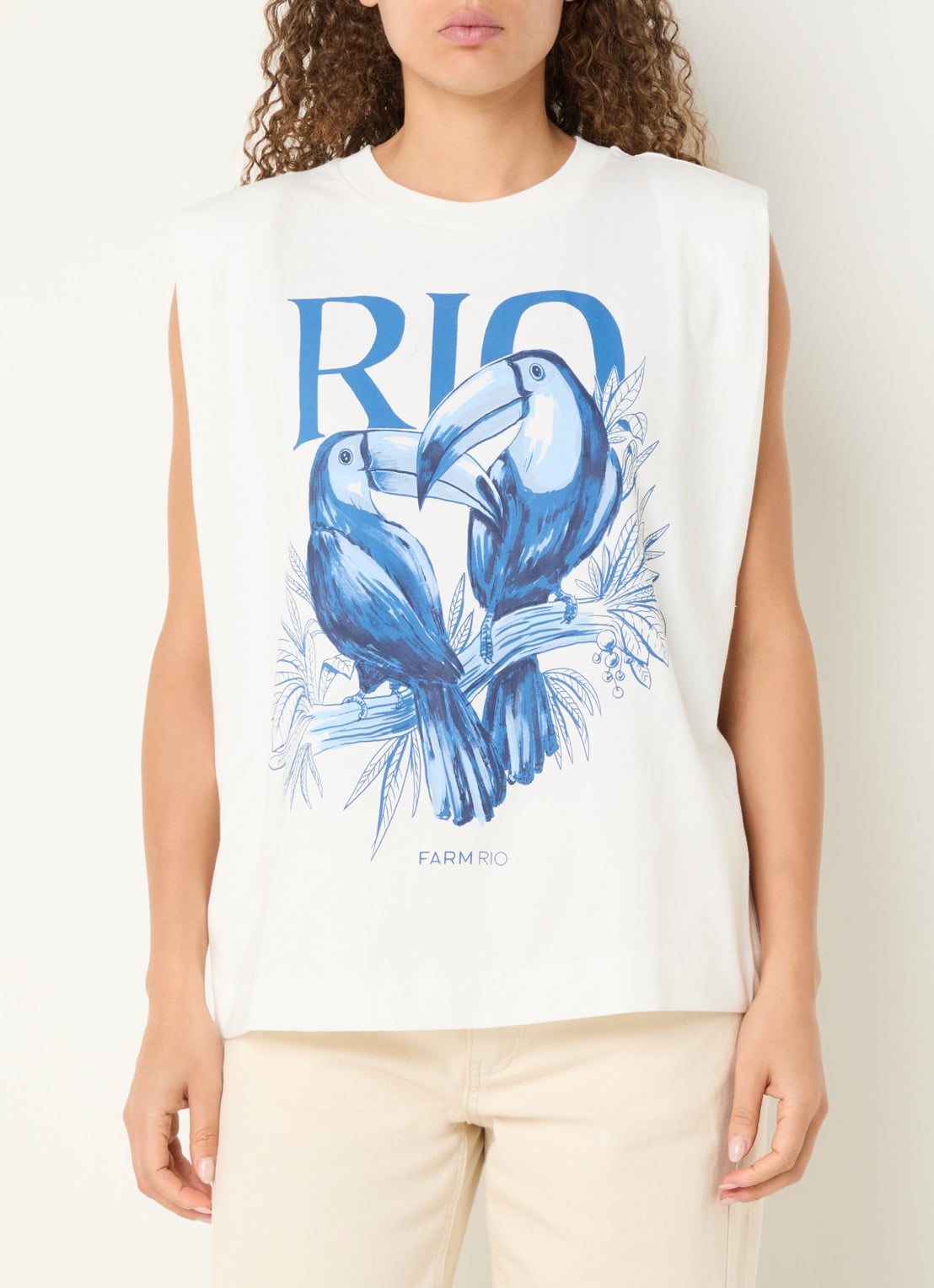 Farm Rio T-shirt met print - detail gebroken wit