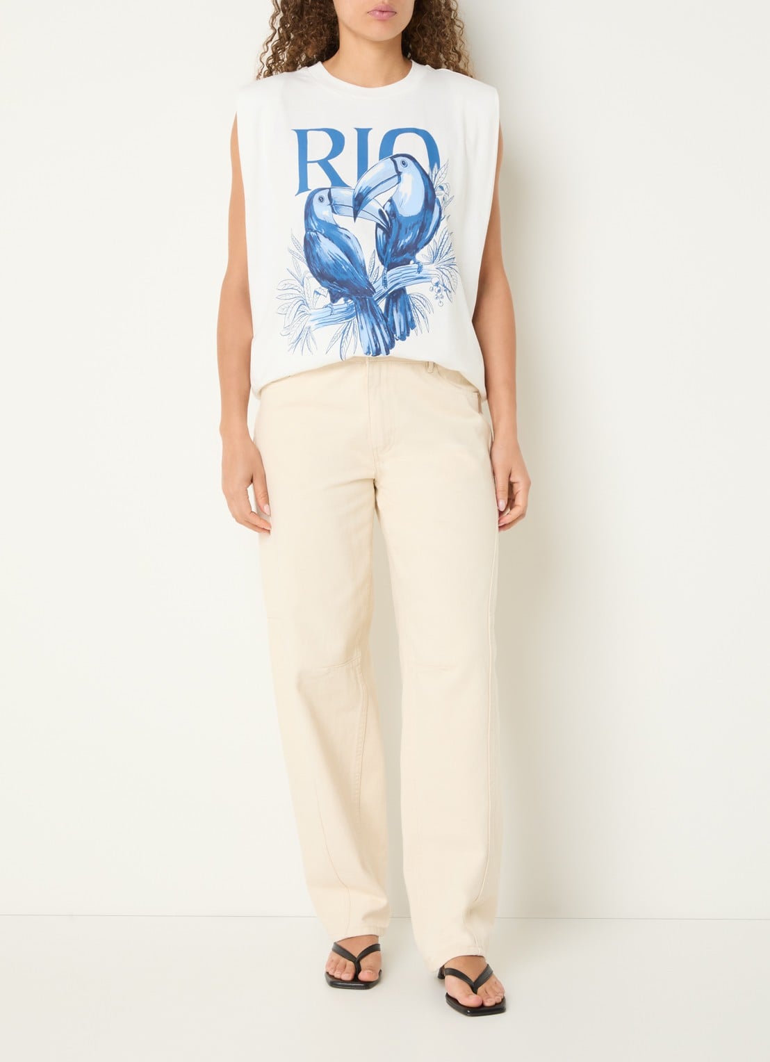 Farm Rio T-shirt met print - voorkant 4 gebroken wit