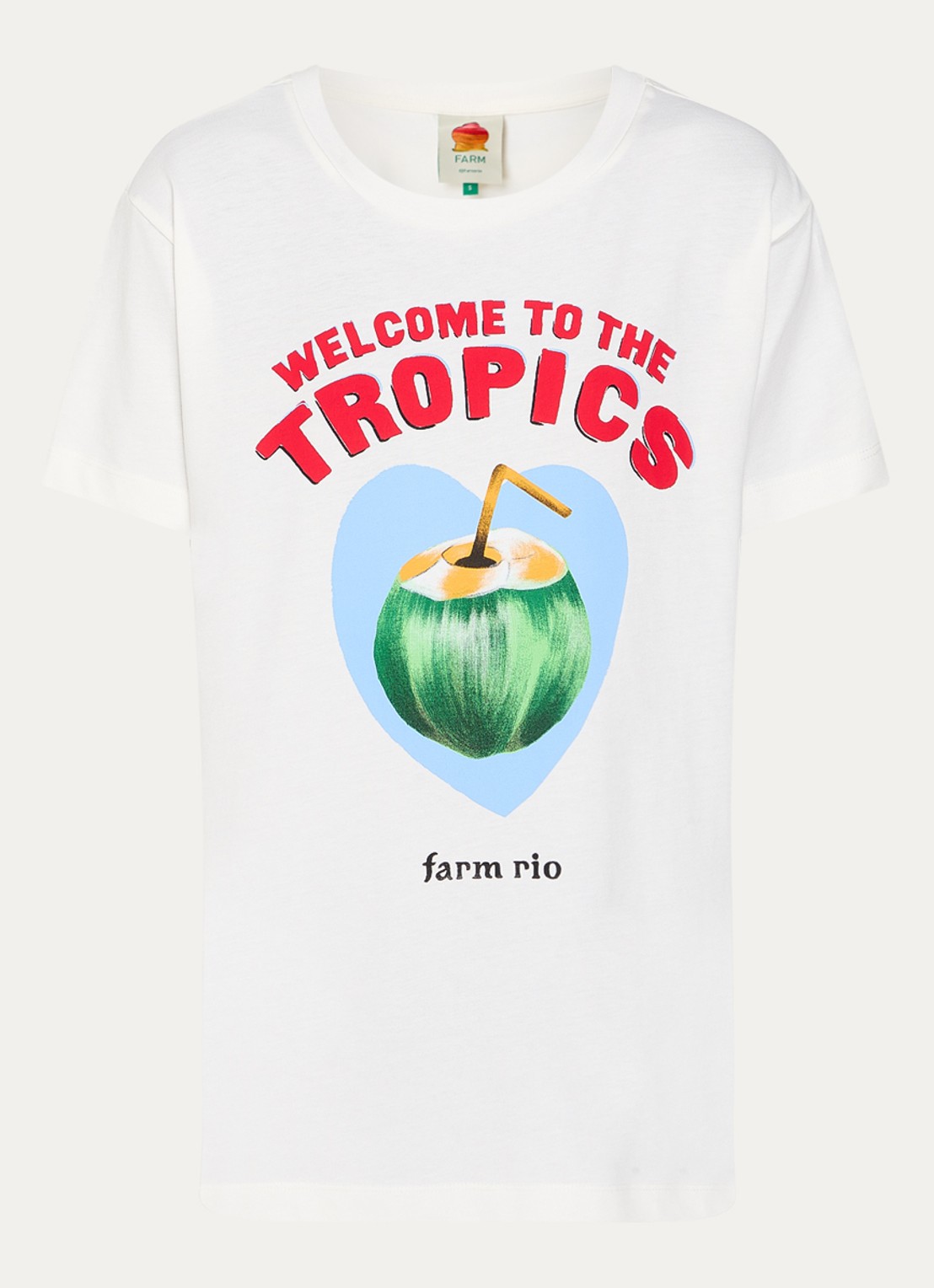 Farm Rio T-shirt van  katoen met print - voorkant gebroken wit