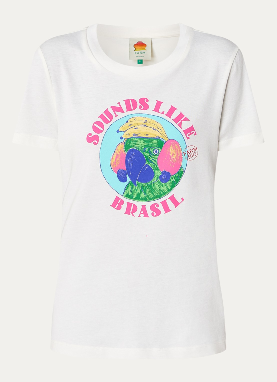 Farm Rio T-shirt van  katoen met print - voorkant gebroken wit