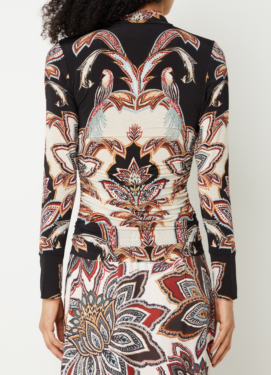 Farm Rio Tapestry top met print en opstaande kraag - achterkant 2 zwart