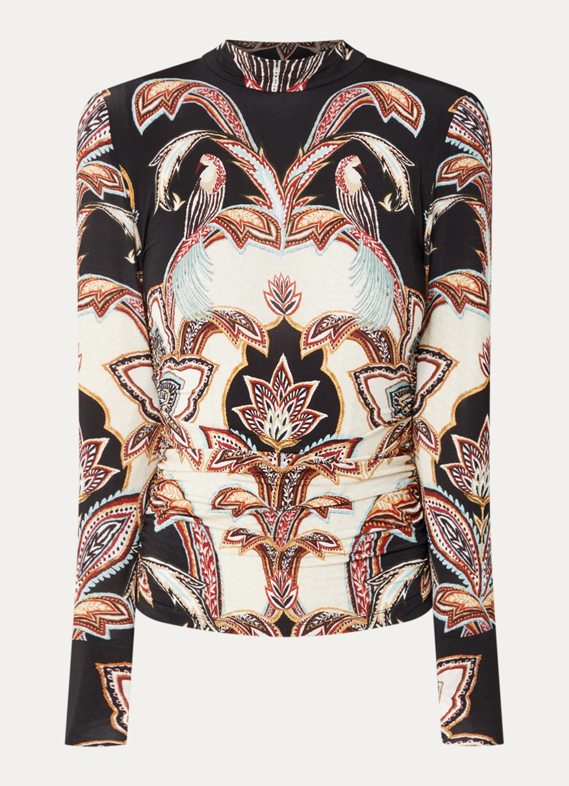 Farm Rio Tapestry top met print en opstaande kraag - voorkant 3 zwart