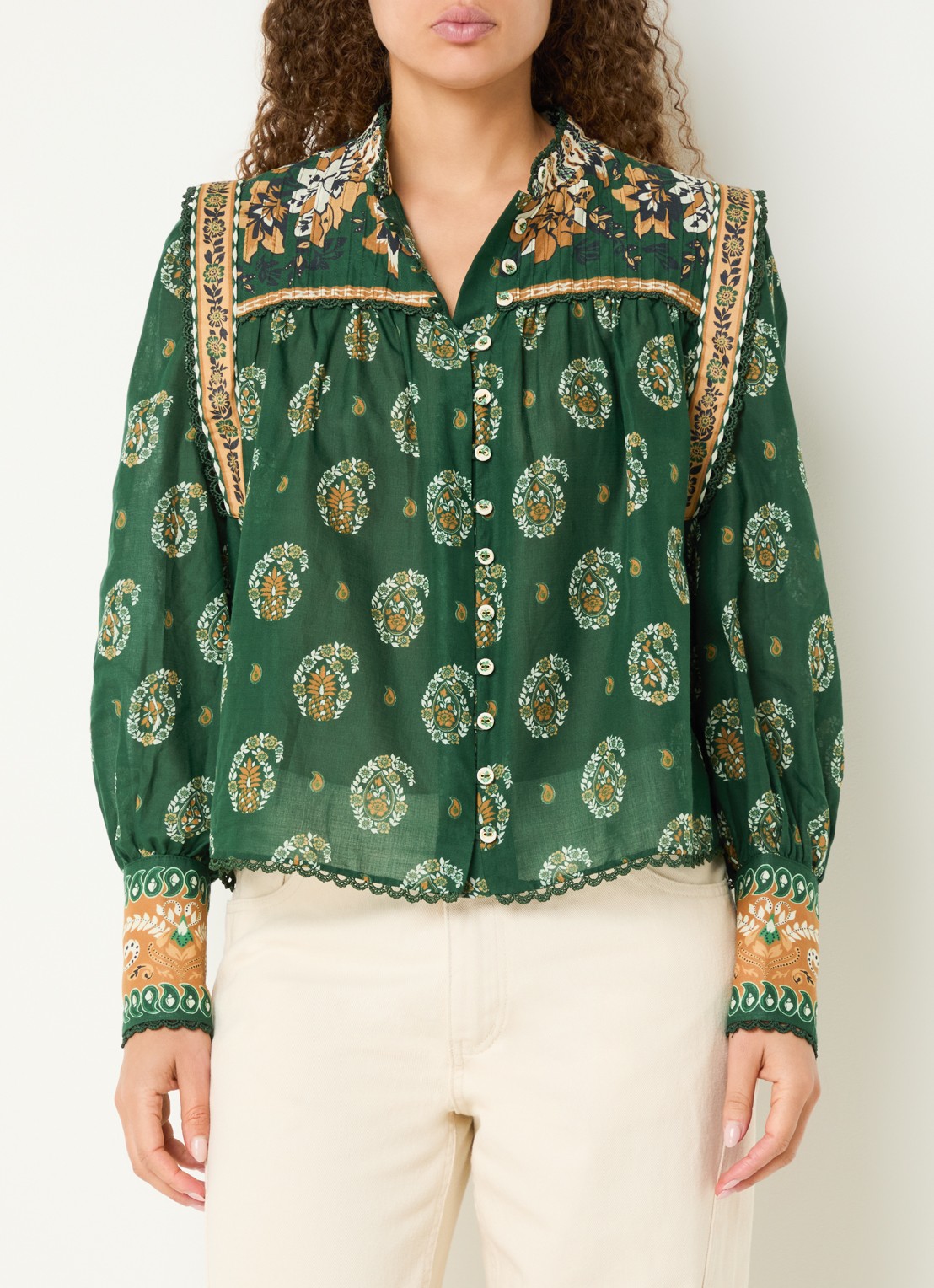 Farm Rio Tayla blouse met print - detail 4 groen