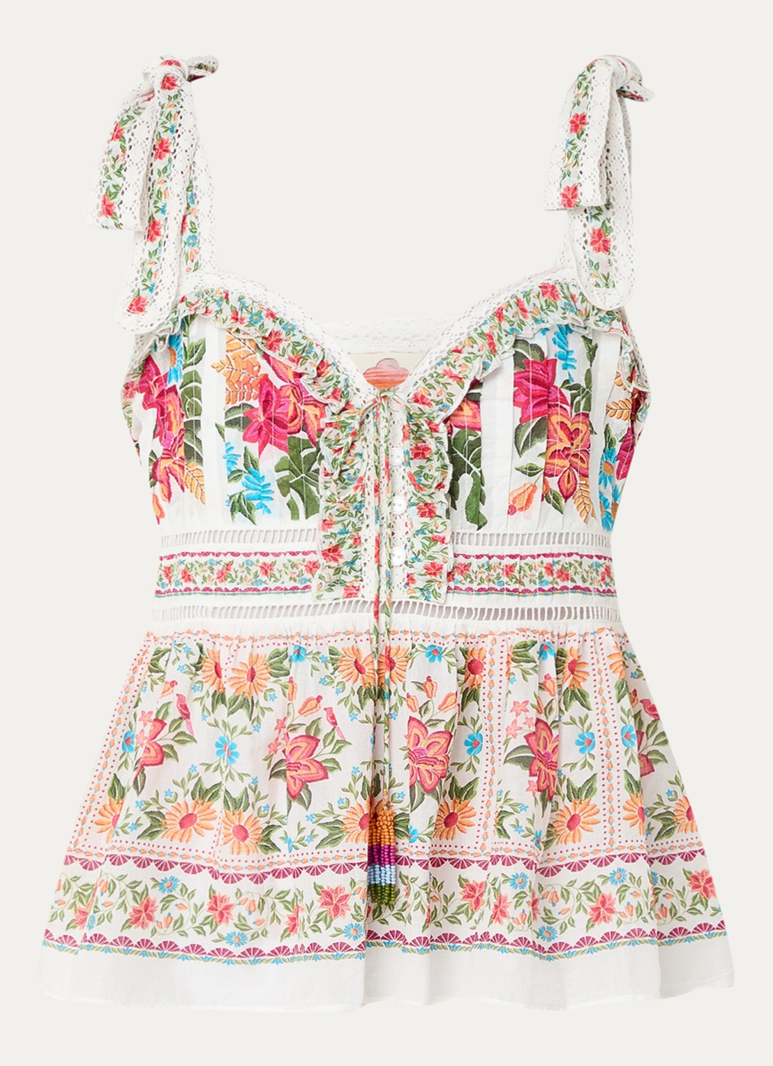 Farm Rio Top met bloemenprint - voorkant 4 gebroken wit
