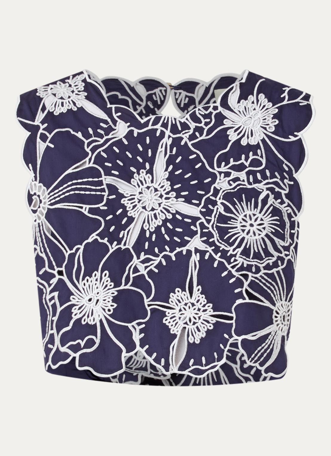 Farm Rio Top met opengewerkt dessin - voorkant 2 donkerblauw