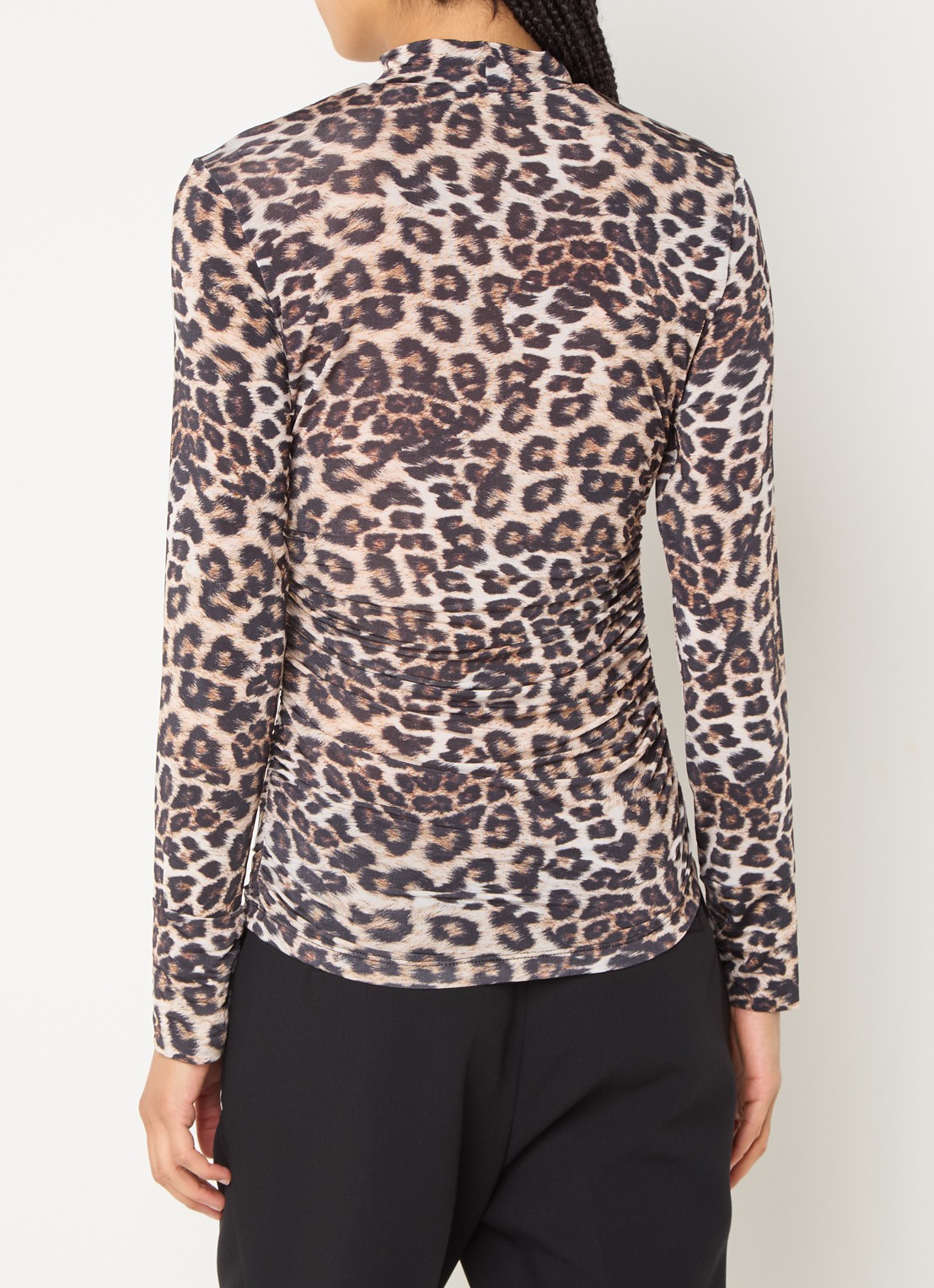 Farm Rio Top met panterprint en opstaande kraag - achterkant 4 beige