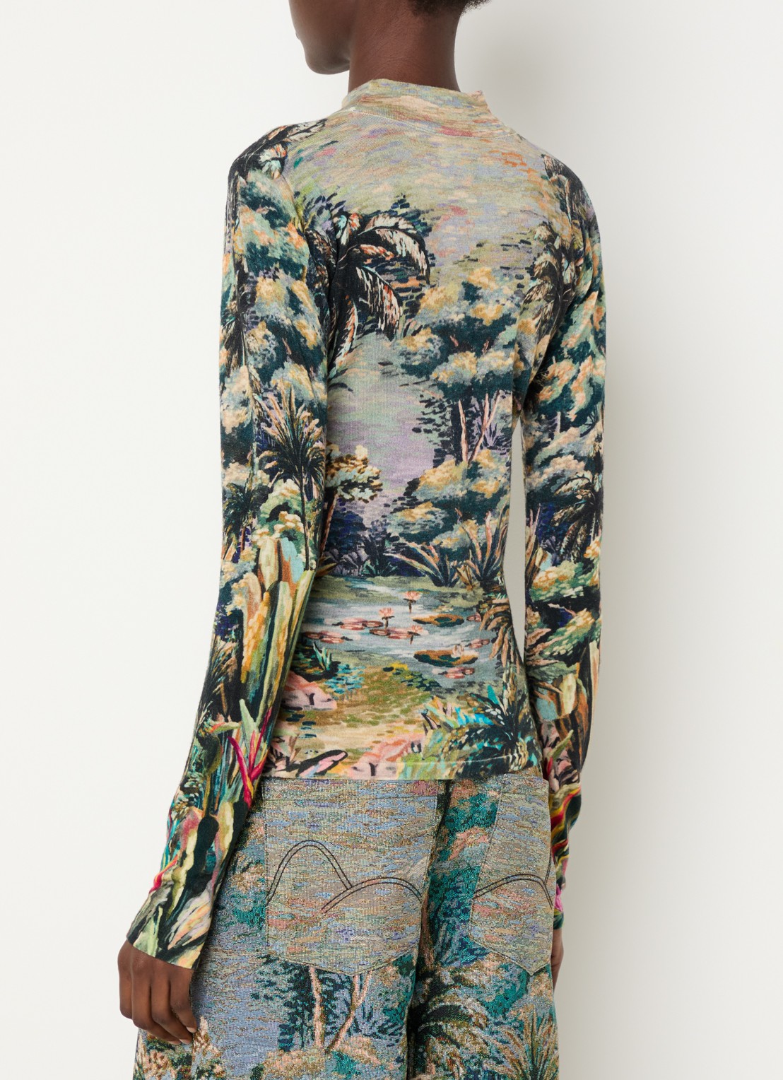 Farm Rio Top met print en ronde hals - achterkant lila