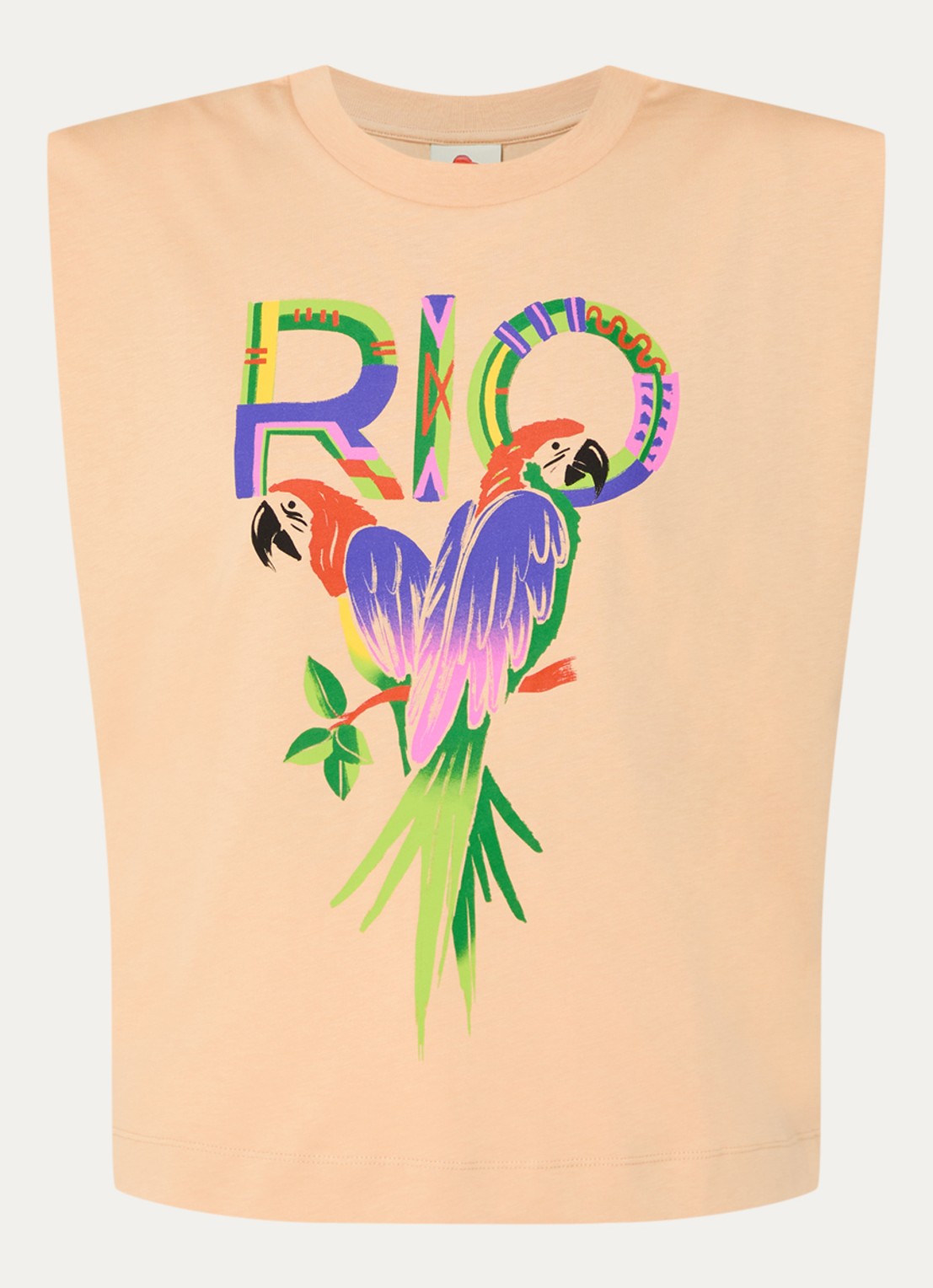 Farm Rio Top met print en stretch - voorkant zand