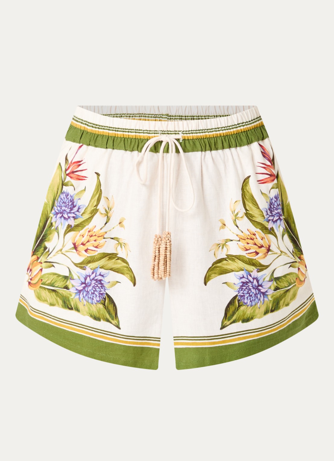 Farm Rio Tropical high waist wide fit korte broek in linnenblend - voorkant 2 mosgroen