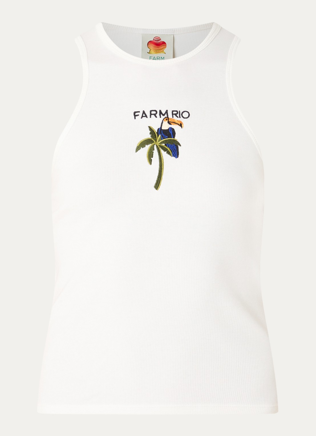 Farm Rio Tucanissimo tanktop met print - voorkant 2 gebroken wit