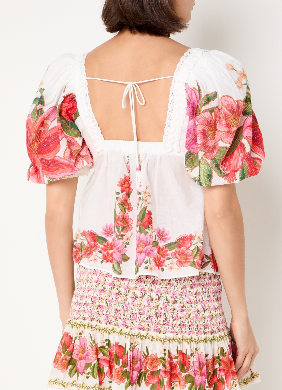 Farm Rio Tuniek met bloemenprint - achterkant 4 roze