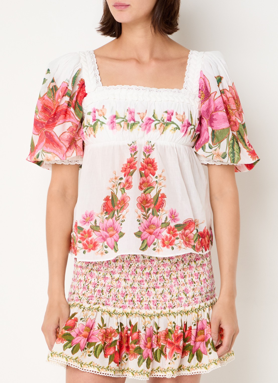 Farm Rio Tuniek met bloemenprint - detail roze