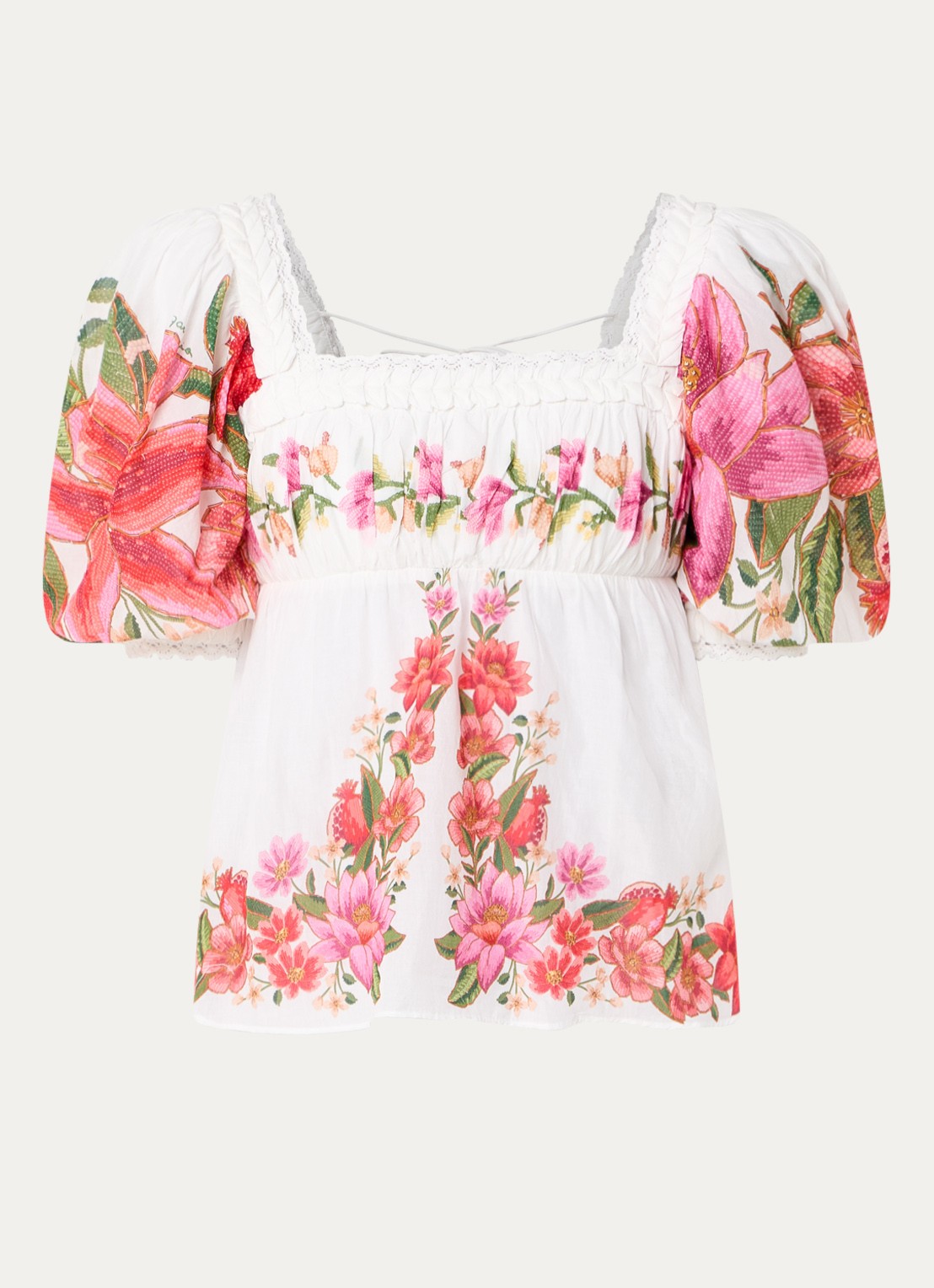 Farm Rio Tuniek met bloemenprint - voorkant 2 roze