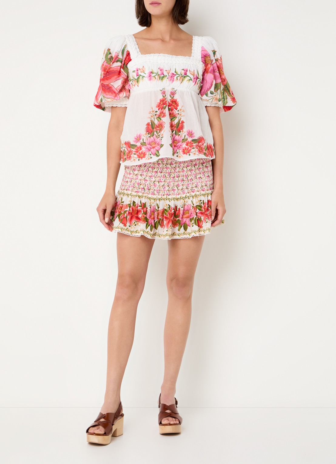Farm Rio Tuniek met bloemenprint - voorkant 3 roze