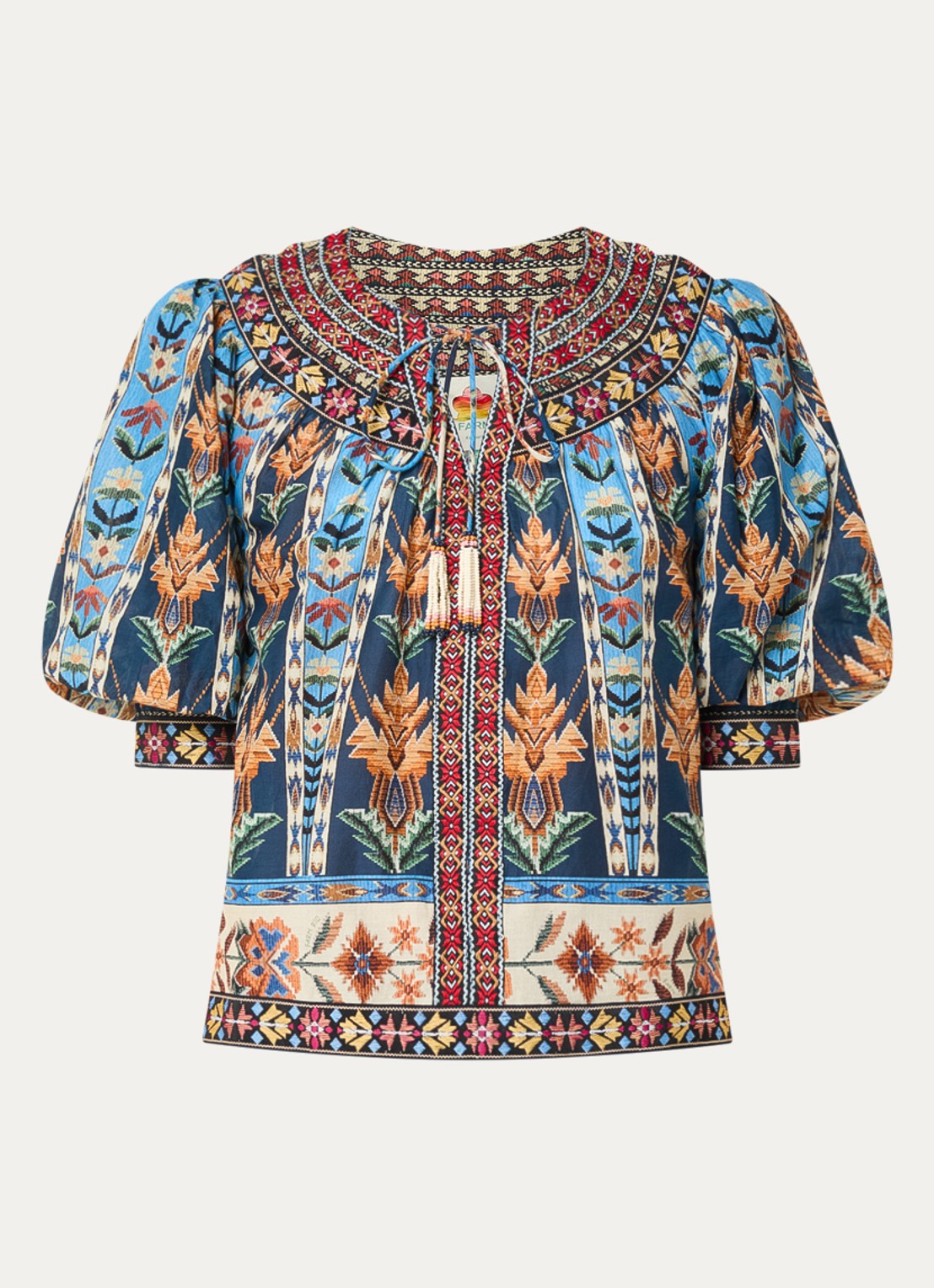 Farm Rio Tuniek met print en ballonmouw - voorkant 3 blauw